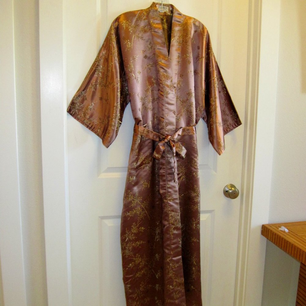 Vintage Old Shanghai Satin Kimono Robe